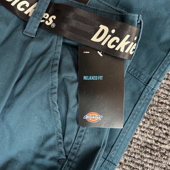 Size 28R - Brand New Dickies Blue-Green Relaxed Fit Cropped Women's Cargo Pants - Picture 8 of 8